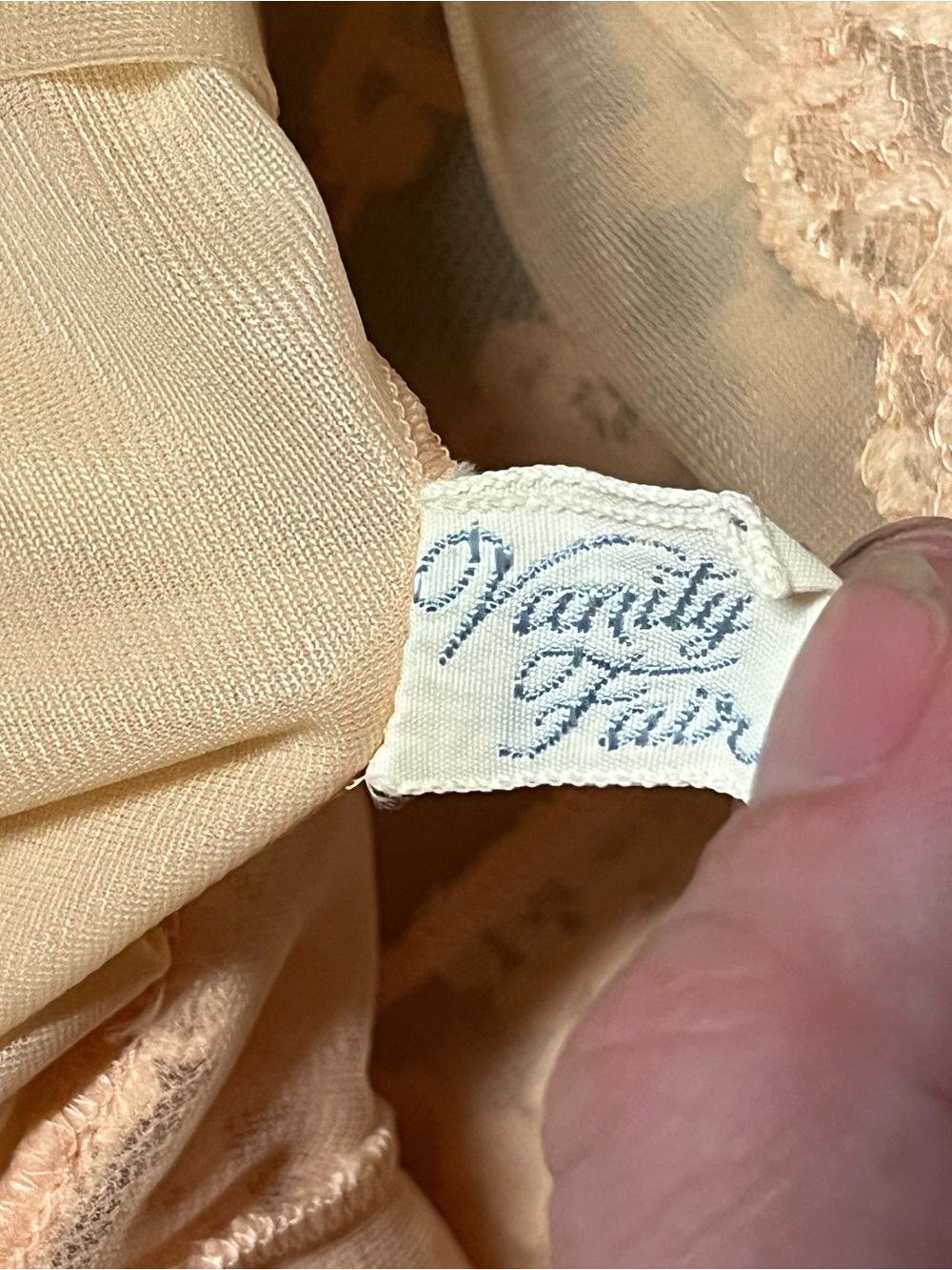 Vintage Vanity Fair 32 Champagne Nylon Lace Peignoir Nightgown Chemise Sheer - Picture 6 of 12